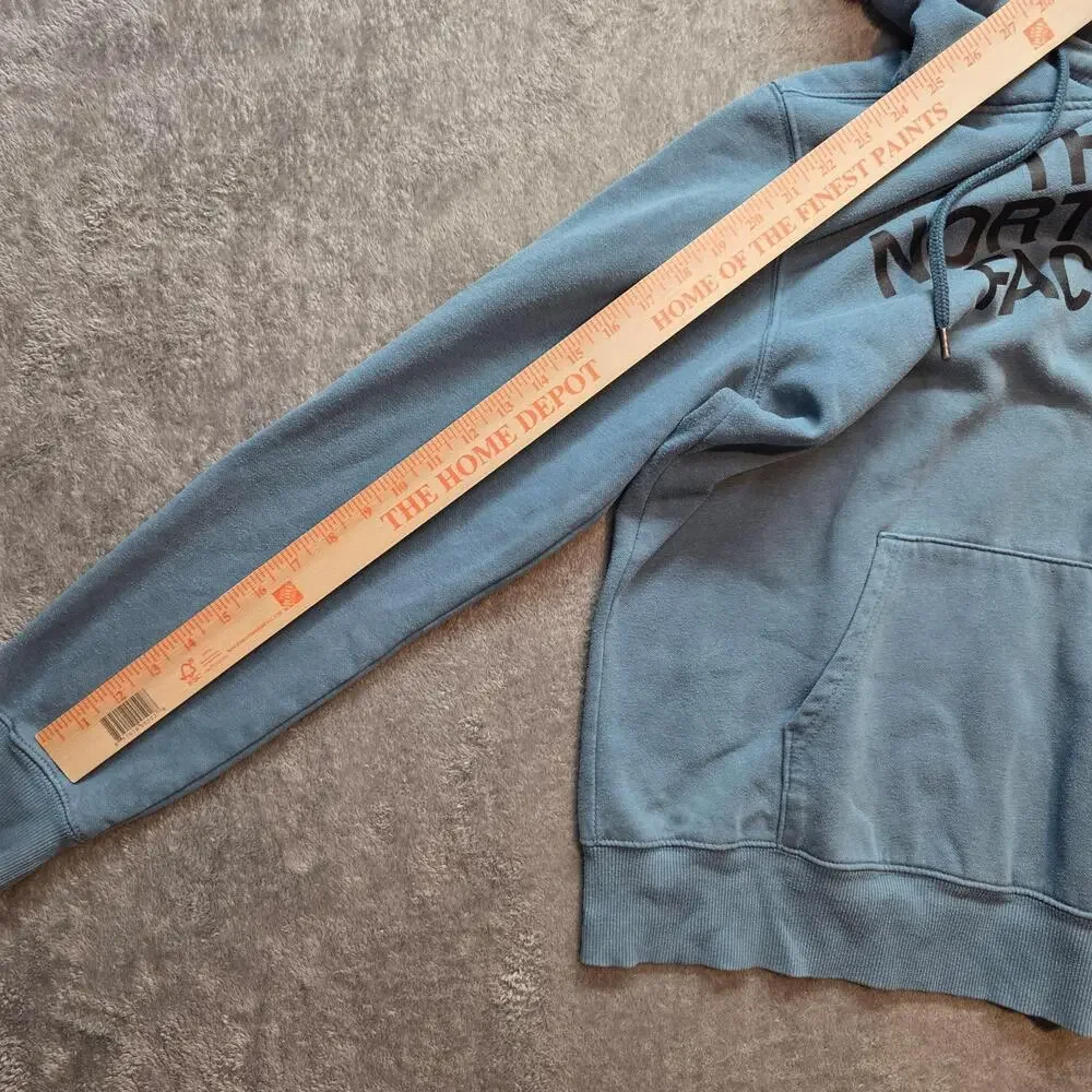 The North Face Hoodie Mens M Blue Fleece Graphic Kangaroo Pocket Sweatshirt